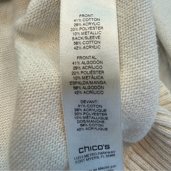 Chicos Full Zip Mock Neck Cardigan Sweater Size L - Picture 3 of 5